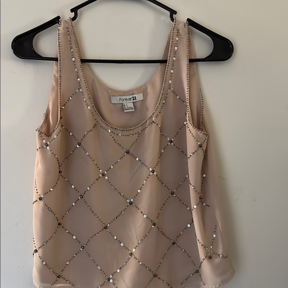 Forever 21 Pink Embellished Sleeveless Tank Top